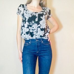 Forever 21 Semi Sheer Button Down Floral Top